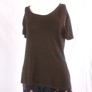 Classiques Entire, Brown V-Neck Blouse, Large